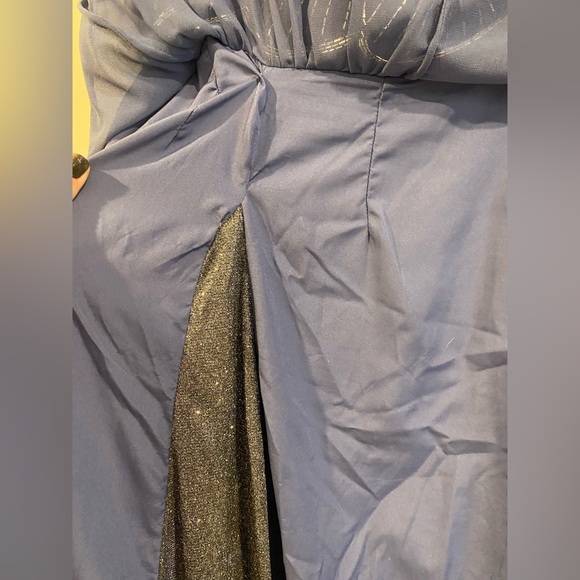 ASOS beaded vintage style tulle dress scallop edge design blue and silver sz 4 - Picture 13 of 14